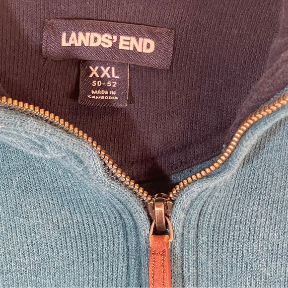Lands End 1/4 Zip Henley LS Dark Teal Shirt Size XXL - Picture 3 of 3